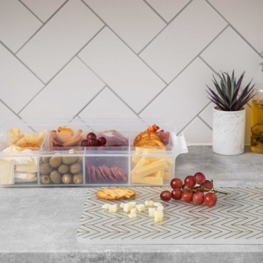 Farberware SnackleBox mit Muster – 11-Fächer-Snackbox mit Deckel, 28 x 42 cm, BPA-frei