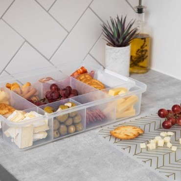 Farberware SnackleBox mit Muster – 11-Fächer-Snackbox mit Deckel, 28 x 42 cm, BPA-frei