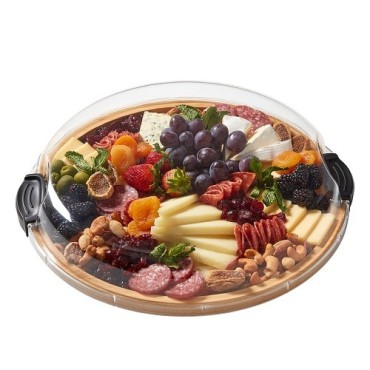 Farberware Rundes Snackboard mit Deckel – Bambus Grazing Board 35,5 cm, BPA-frei