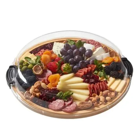 Farberware Rundes Snackboard mit Deckel – Bambus Grazing Board 35,5 cm, BPA-frei