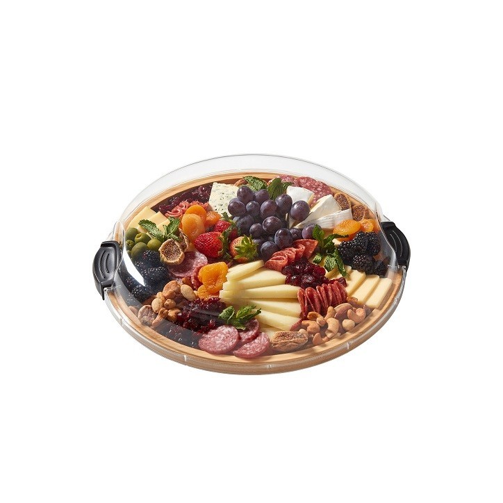 Farberware Rundes Snackboard mit Deckel – Bambus Grazing Board 35,5 cm, BPA-frei