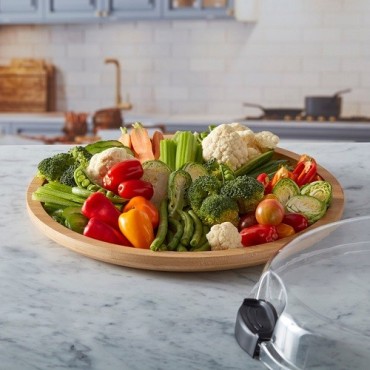 Farberware Rundes Snackboard mit Deckel – Bambus Grazing Board 35,5 cm, BPA-frei