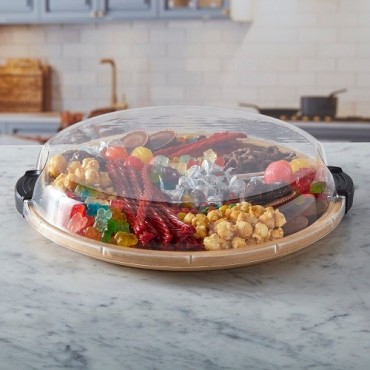 Farberware Rundes Snackboard mit Deckel – Bambus Grazing Board 35,5 cm, BPA-frei