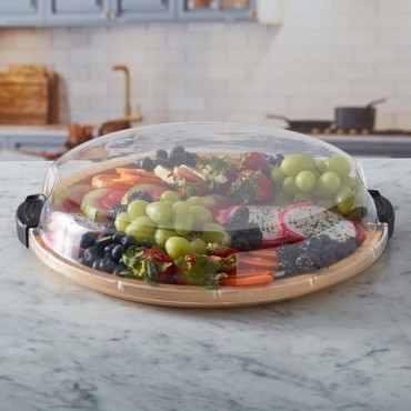Farberware Rundes Snackboard mit Deckel – Bambus Grazing Board 35,5 cm, BPA-frei