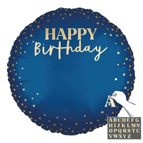 Procos Happy Birthday Blauer Folienballon personalisierbar, 46cm