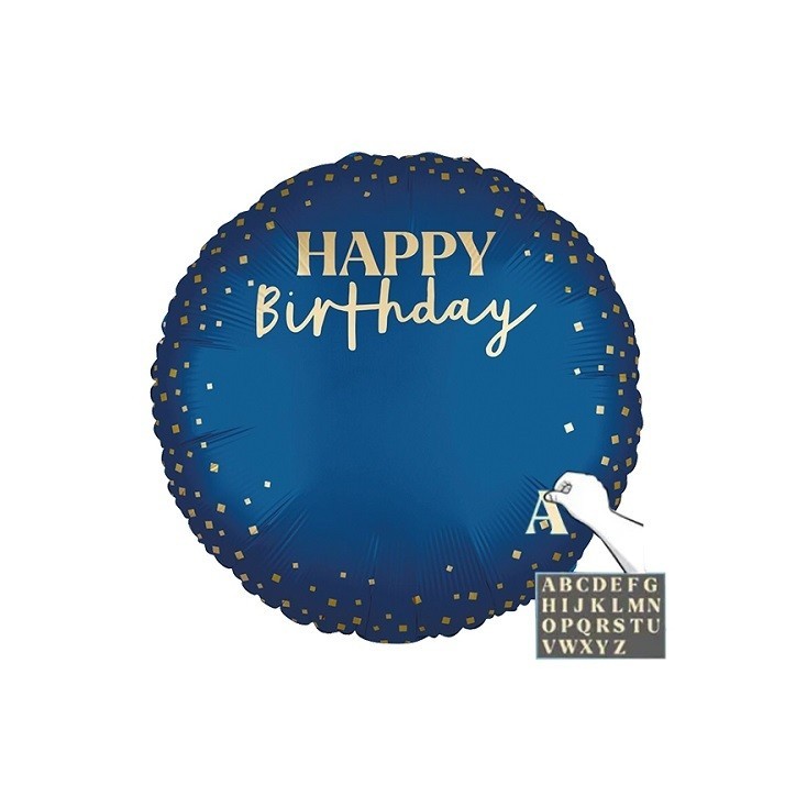 Happy Birthday Foil Balloon – 46 cm Customizable with Number Stickers