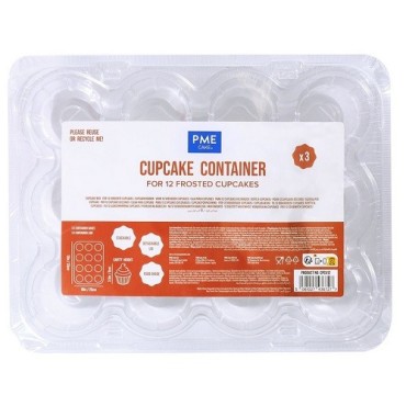 PME Cupcake Carrier – Pack of 3 x 12 Cup Holders, Stackable & Reusable