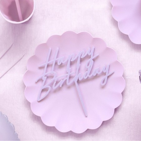 PartyDeco Happy Birthday Topper Lila – Acryl Kuchendeko 17,5 cm