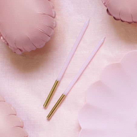 Pink & Gold Birthday Candles – Set of 12 – 14cm Long