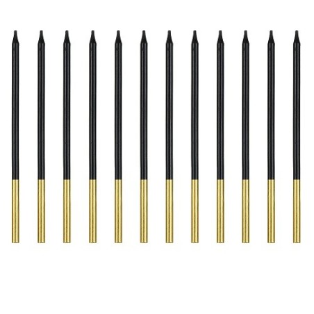 PartyDeco Geburtstagskerzen Schwarz & Gold – 14 cm – 12er Set