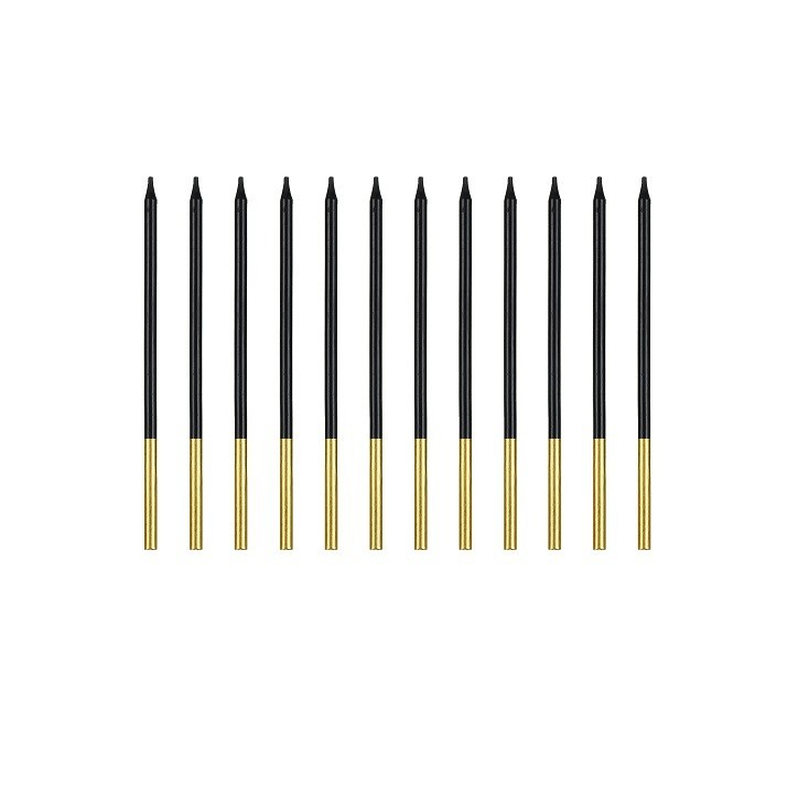 PartyDeco Black & Gold Birthday Candles – Set of 12 – 14cm PartyDeco Black & Gold Birthday Candles – Set of 12 – 14cm