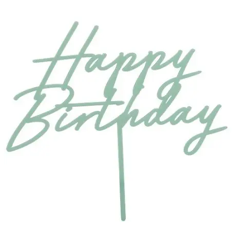 PartyDeco Green Happy Birthday Cake Topper – 17.5 cm Matte Acrylic