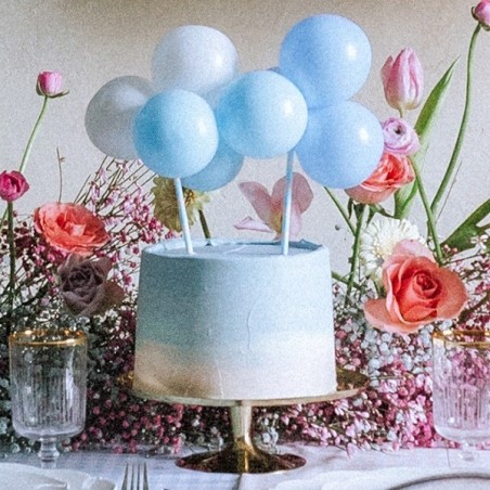 PartyDeco Blue Balloon Cake Topper – 10 Mini Balloons