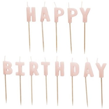 PartyDeco Happy Birthday Letter Candles Pink – 2.5 cm