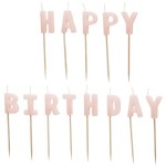PartyDeco Pink Happy Birthday Candles 25mm