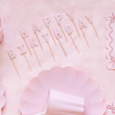 PartyDeco Happy Birthday Letter Candles Pink – 2.5 cm