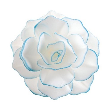 Dekora Esspapier Blume Weiss-Blau – 12,5 cm – glutenfrei & vegetarisch – filigrane Wafer-Blume