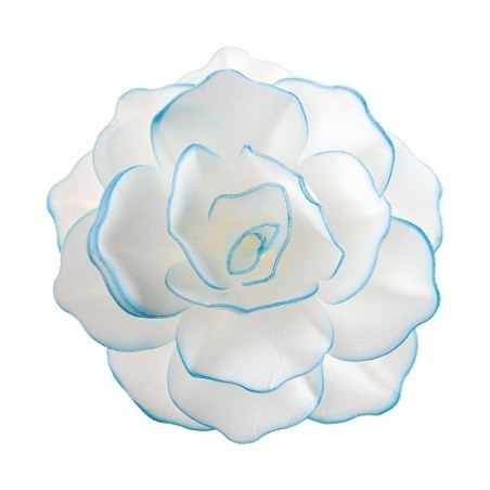 DeKora Edible Wafer Flower White with Blue Border – 12.5 cm – Gluten Free & Vegetarian