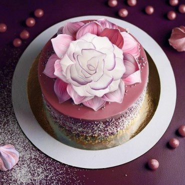 Dekora Esspapier Blume Weiss-Lila – 12,5 cm – glutenfrei & vegetarisch – filigrane Wafer-Blume