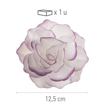 Dekora Esspapier Blume Weiss-Lila – 12,5 cm – glutenfrei & vegetarisch – filigrane Wafer-Blume