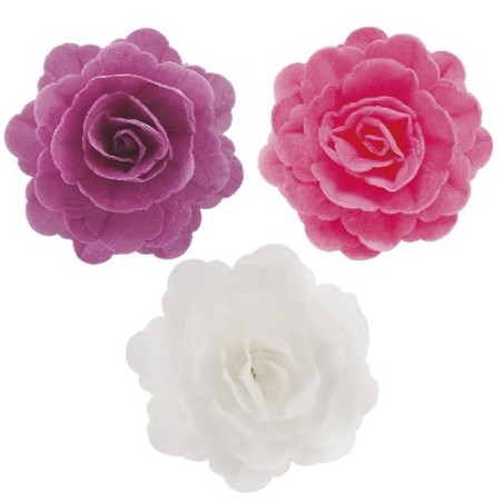 DeKora Edible Wafer Roses – 15 pcs – Assorted Colors – 7 cm – Gluten Free & Vegetarian