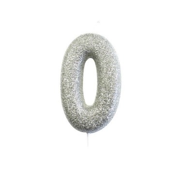 Silver Glitter “0” Candle – For Milestone Birthdays & New Beginnings