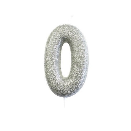 Silver Glitter “0” Candle – For Milestone Birthdays & New Beginnings