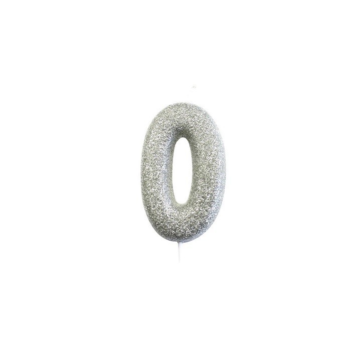 Silver Glitter “0” Candle – For Milestone Birthdays & New Beginnings