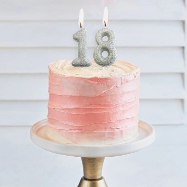 Silver Glitter Numeral Candle “8” – For 8th Birthdays, Anniversaries & Elegant Cakes