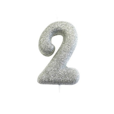 Silberne Zahlenkerze „2“ – für 2. Geburtstage, Jubiläen & magische Momente