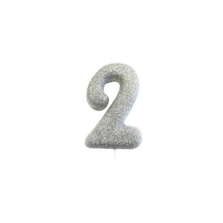 Silberne Zahlenkerze „2“ – für 2. Geburtstage, Jubiläen & magische Momente