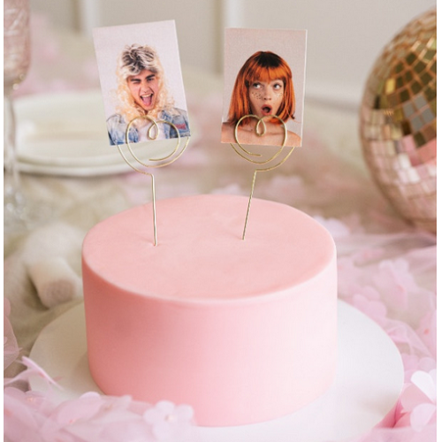 Party Deco Heart Cake Toppers Gold, 2pcs