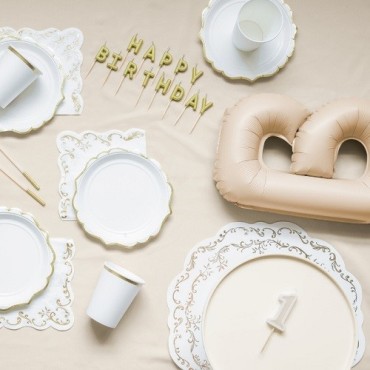 PartyDeco Cake Stand Beige – Ø24 cm, H14.5 cm, Plastic | Elegant Cake Display