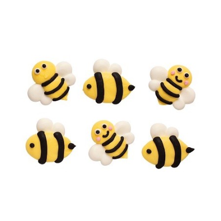 Decora Sugar Bees Decorations – 6 pcs – Handmade Gluten-Free Cake Toppers