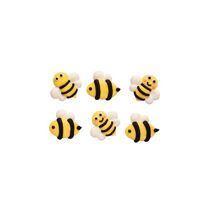 Decora Zuckerdekor Bienen – 6 Stück – Handgefertigte, glutenfreie Kuchendeko