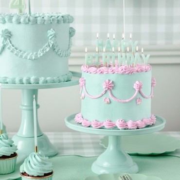 PartyDeco Happy Birthday Kerzen Light Green – Mintgrüne Tortenkerzen