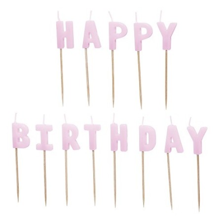 PartyDeco Happy Birthday Candles Violet – Pastel Letter Cake Candles