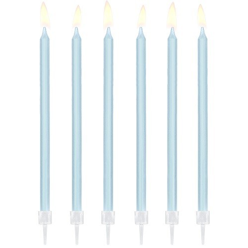 PartyDeco Light Blue Cake Candles, 12 pcs