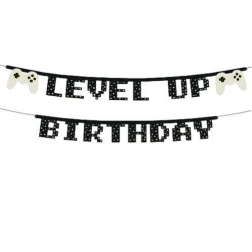 PartyDeco Level Up Birthday Banner, 2.5m