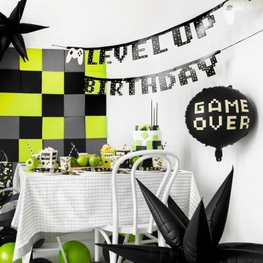Gamer Geburtstagsgirlande "Level Up Birthday" – 2.5 m Gaming Party Banner