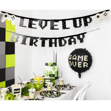 Gamer Geburtstagsgirlande "Level Up Birthday" – 2.5 m Gaming Party Banner