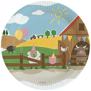 Farm Party Teller 23 cm – 8er Set Bauernhof Partyteller von Amscan