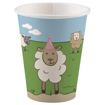 Farm Party Cups 250ml – 8-Pack Barnyard Paper Cups by Amscan