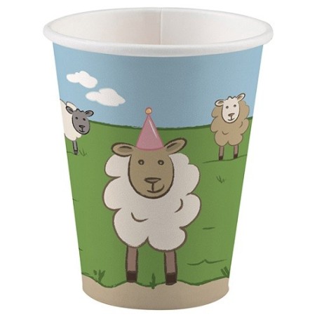 Farm Party Cups 250ml – 8-Pack Barnyard Paper Cups by Amscan