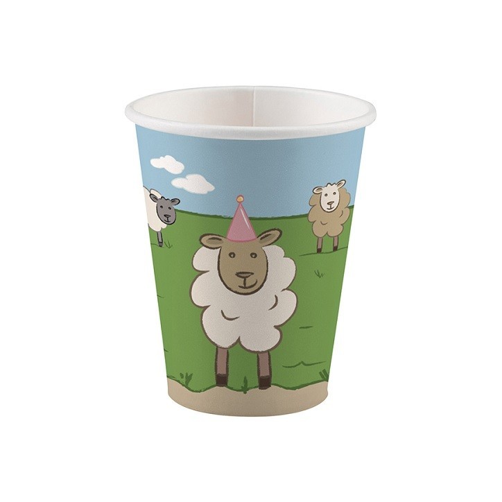 Farm Party Cups 250ml – 8-Pack Barnyard Paper Cups by Amscan