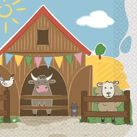 Farm Party Napkins 33x33cm – 16-Pack Barnyard Party Serviettes by Amscan
