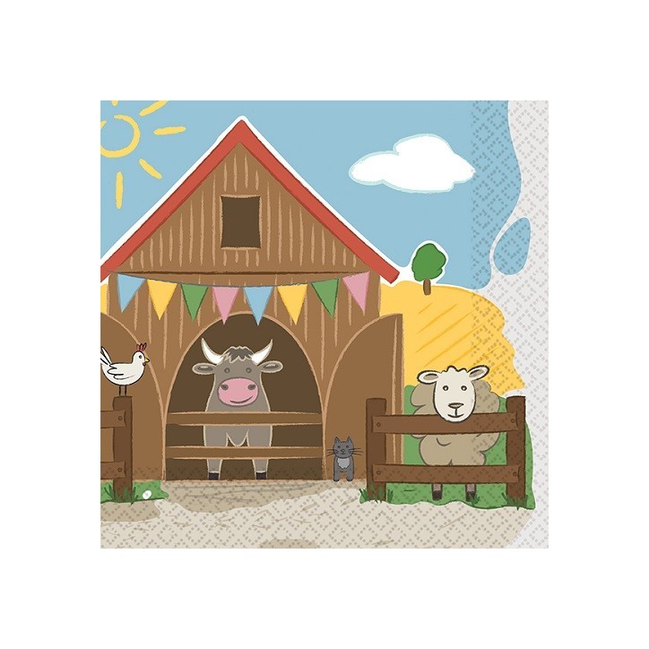 Farm Party Napkins 33x33cm – 16-Pack Barnyard Party Serviettes by Amscan Farm Party Napkins 33x33cm – 16-Pack Barnyard Party Serviettes by Amscan