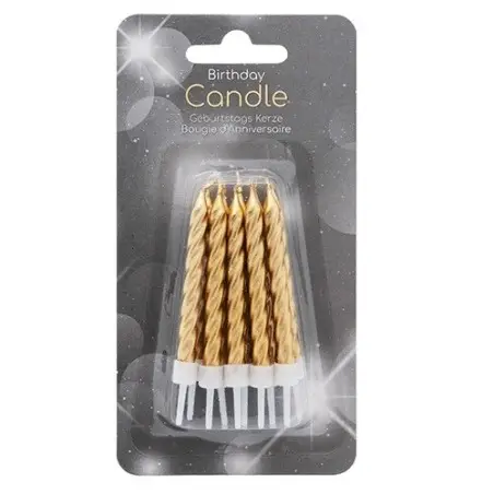 Gold Birthday Candles 6cm – Set of 10 Elegant Cake Candles with Holders