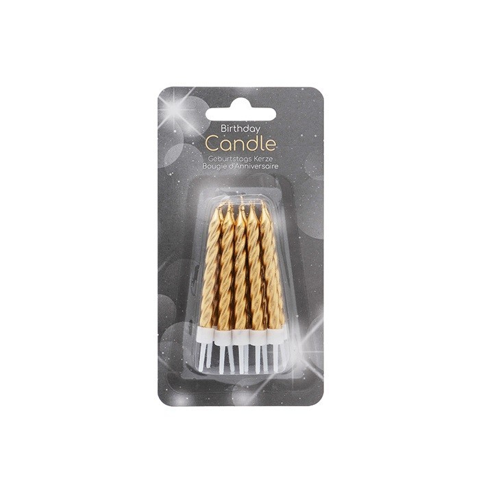 Geburtstagskerzen Gold 6 cm – 10 Stück elegante Tortenkerzen mit Halter
