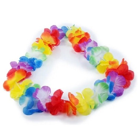 PartyDeco Hawaiianische Blumenkette Bunt – 90cm Sommer Deko & Partyaccessoire